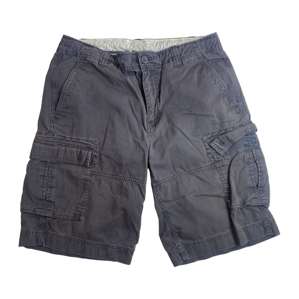 The‎ North Face Men's Cargo Shorts 34 Long/Long Gray Red Logo Block Back